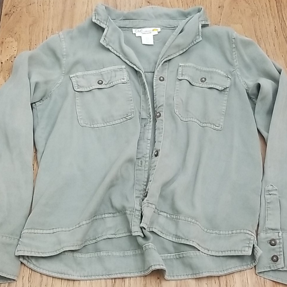 Soft Flowy Chambray Style Button Up Shirt Jacket